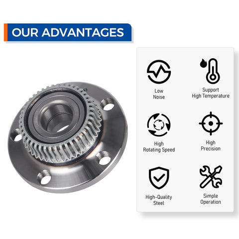 Rear Wheel Bearing And Hub Assembly For Audi TT Quattro Beetle Golf Jetta City 1998 To 2010 And 2004 R32, steel construction, features listed
