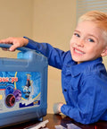 Child with Hands On Kids Microscope Kit With 100X To 1200X Magnification Metal Body LED Light Carrying Case 58 Piece STEM Science Toy.