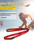 16mm Climbing Slings Set Three Pack In Red 24 Inch 60 Cm 48 Inch 120 Cm 71 Inch 180 Cm 95 Inch 240 Cm Lengths with certification visuals