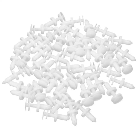 50 Pack White Nylon Car Door Panel Retainer Clips Straight Swap Fits GM 15960325 assorted clips showing durable designs for tight grip