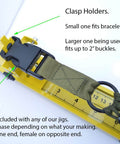 Adjustable Paracord Jig 2 To 47 Inches with clasp holders and belt clasp, yellow aluminum tool with measuring scale