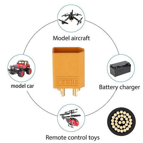 XT30 Power Connector Male To Male 18AWG Extension Cable No-Fuss High Current And Low Resistance Antioxidant Anti-Corrosion with RC toys