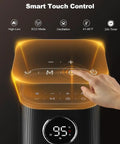 Smart touch control for Indoor 1500W Ceramic Space Heater With Thermostat, Quiet Portable Desk Heater With LED Display, 24 Hour Timer