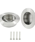 2 Pack Round Flush Pull Handles 65mm Outer Diameter 16mm Height, 50mm Hole Spacing Brushed Nickel Stainless Steel Recessed Finger Pulls with Screws