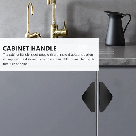 Triangle Cabinet Pulls Set Of 4 Black Aluminum Drawer Handles 64 Mm Center To Center Mounting on kitchen cabinet doors