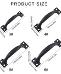 4 Pack Barn Door Pulls Metal Handles For Cabinets, Drawers, Wood Gates, Iron Furniture Knob Set With Arched Grip, Product Size Chart