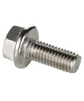 Close-up of Stainless Steel Flanged Hex Bolt 1/4-20 X 3/4 Inch DIN 6921 A2-70, heavy-duty corrosion-resistant flange hex screw view.