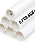 2 Inch PVC Pipes Set Of 6 White Sch40 Industrial PVC Tubes 16.7 Inches Long Each Perfect For Home DIY Garden Greenhouse Farm Workshop And Furniture Builds in stacked arrangement