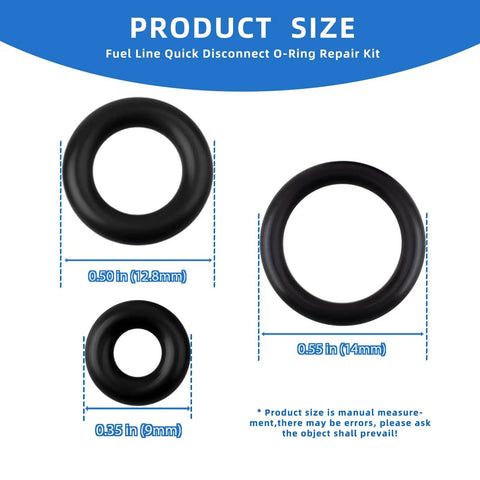 Harley Davidson Fuel Line Quick Disconnect O Ring Kit With Leak Proof Seals Two Sets Of Six O Rings with product size details.