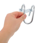 Straight Up Heavy Duty Car Roof Rack Crossbar Clamp With Quick Swap U Bolts shows a hand holding a silver U bolt clamp for mounting.