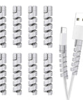 Silicone Cable Protectors 12 Pack For Phone Tablet Laptop And Charger Cables Durable Saver End Caps That Prevent Fraying Extend Cable Life Easy Snap On Headphones USB Cables Grey