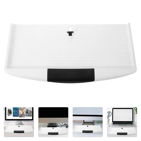 Under Desk Keyboard Tray With Smooth Sliding Drawer And Ergonomic Mount Rock Solid Polypropylene design top view with black grip.