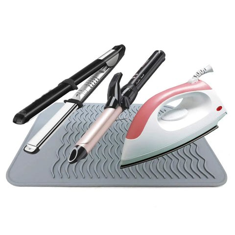 Heavy Duty Heat Resistant Mat For Curling Irons And Hair Styling Tools 11 Inch By 7.5 Inch Silicone Counter Pad with hot tools