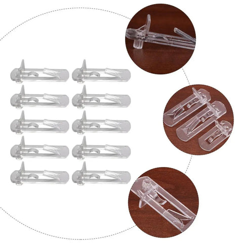 Easy Locking Shelf Pegs For Cabinets And Furniture No Burrs Required Durable Plastic Shelf Pins 30 Pack Set in clear plastic.