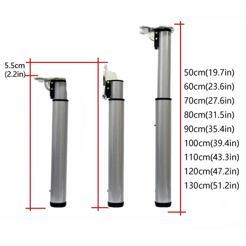 Adjustable Metal Furniture Legs With Telescopic Table Supports For Breakfast Bars And Folding Tables, Height 50-130cm, Built-To-Last Steel Tube Build, Ultra-Sturdy One-Piece Design For Home Or Office Remodels
