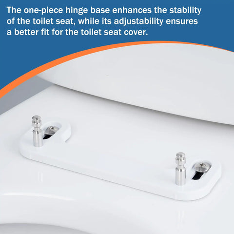 Hinge detail of Elongated Soft Close Toilet Seat With One Click Release, Easy Oval Replacement With Bolts Hinges And Bumpers, White