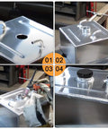 Beefy 2 Inch Billet Aluminum Weld-On Filler Neck Cap for Overflow Coolant Tank on stainless container, black finish
