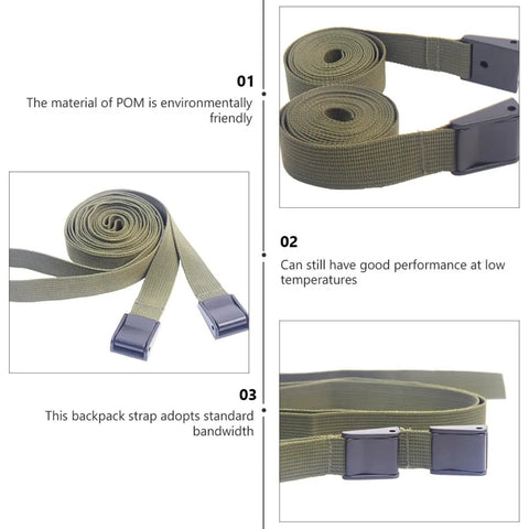 3 Pack Military Green Cargo Tie Down Straps 25mm By 3m With Quick Release Buckle, rolled and laid flat, showing durable nylon webbing