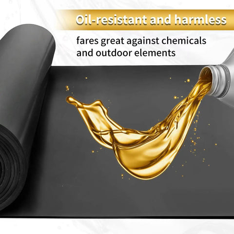 Heavy Duty Pro Grade Neoprene Rubber Sheet Roll 80 Inch By 40 Inch By One Eighth Inch Thick Insulated Heatproof Gasket Material shown oil-resistant