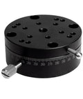 REG60 R Axis Rotary Sliding Table 360 Degree Manual Rotation Stage For Precision Positioning, black anodized aluminum, top view