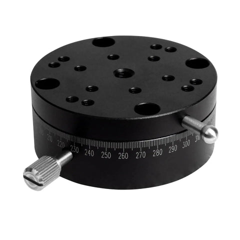 REG60 R Axis Rotary Sliding Table 360 Degree Manual Rotation Stage For Precision Positioning, black anodized aluminum, top view