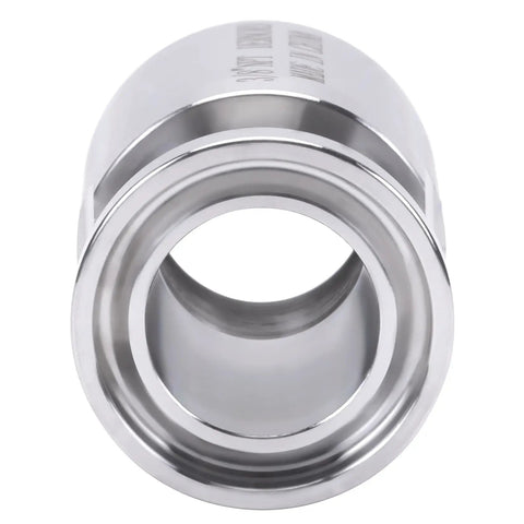 Front view of One Half Inch Tri Clamp Adapter To Three Eighths Inch FNPT Thread Ferrule Sanitary Pipe Fitting In Stainless Steel 304