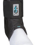 EVO Ankle Stabilizer Brace With Figure Eight Ballistic Nylon Straps For Real Support And Low Profile Fit Small Black on foot
