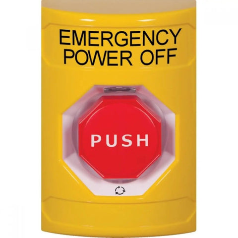 Stopper Station Push Button Turn-To-Reset With Yellow LED Indicator For Indoor And Outdoor Use Emergency Power Off Label