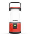 Must Have Ultra Bright LED Camping Lantern 360 Pro Battery Powered Tent Light IPX4 Water Resistant, front view, red casing.