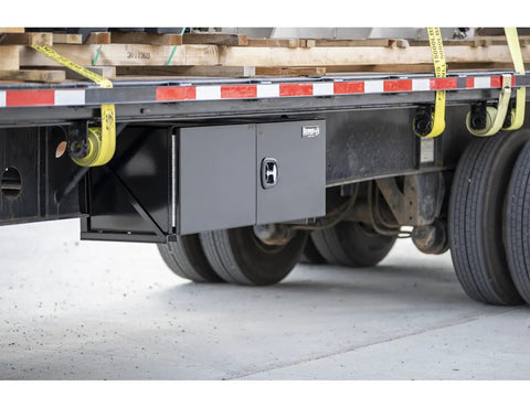 Heavy Duty Welded Black Structural Steel Mounting Brackets For Underbody Truck Tool Box Set Of 2 18 x 18 in use on truck