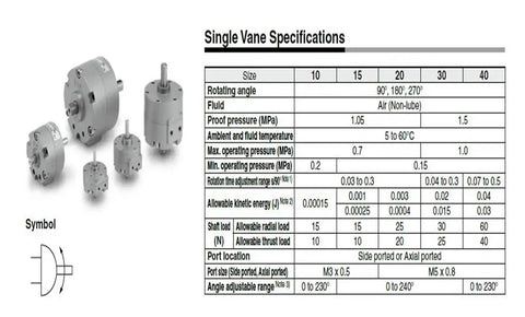 Image of Crb2bw Pneumatic Rotary Actuator Cylinder Straight Fire Boss Grade specifications for sizes and performance details.