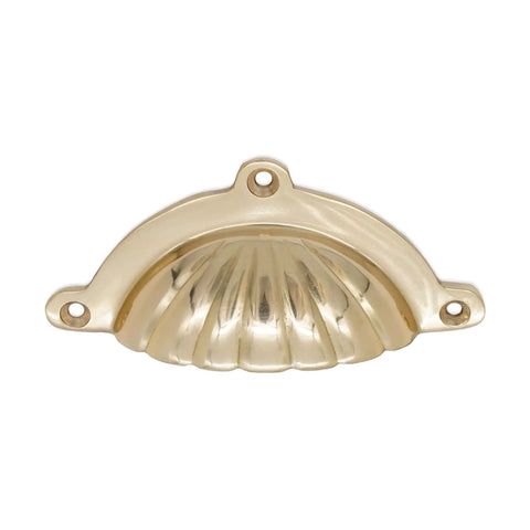 Polished Brass Cup Pull Cabinet Handle For Drawers And Doors, Cup Shell Design, Fits Cupboards, Wardrobes, And Kitchen Cabinets