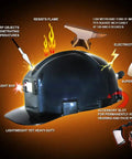 Black ANSI Z89 1 Type I Class G Hard Hat With Low Profile Fit, highlighting features like flame resistance and impact protection.