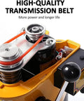 Close-up of transmission belt on DIY Small Vertical Electric Drill With Adjustable Stroke And Speed Copper Motor Precision Drilling Machine