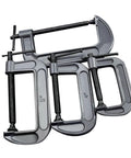 Top Grade 4 Pcs Industrial Strength C Clamps Set With Heavy Duty Steel Construction For Woodworking Carpentry And Welding Projects Including Versatile 3 4 6 And 8 Inch Sizes: four steel clamps in 3, 4, 6, and 8 inch sizes.