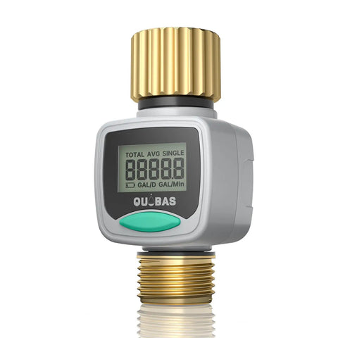 Water Flow Meter With Brass Fittings For Garden Hose Easy Install For RV Outdoor Plants Lawn And Pool Monitoring Tracks Gallons Or Liters Waterproof Screen Four Modes Durable Leak Resistant Brass Ports