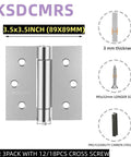 3 And A Half Inch Self Closing Stainless Steel Door Hinges Built Tough For Everyday Use Heavy Duty Spring Loaded Auto Close Adjustable To Close With Square Corner Design Rust Resistant Easy Install With Hex Wrench And Screws 2 Pack