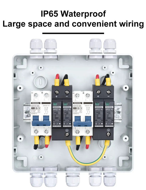 Hella Durable Rock Solid Dc Disconnect Switch Box With Pv Surge Protector 63 Amp Solar Circuit Breaker IP65 Waterproof PC Case wiring interior