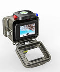 Open view of Underwater Action Camera Housing For GoPro Hero 9 10 11 12 13, Waterproof Up To 200 Meters, with visible controls and latch.