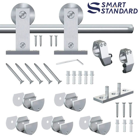 Top Mount Sliding Hardware Kit For Barn Doors 6.6 Feet Stainless Steel Heavy Duty Track With Easy Install For 36 To 40 Inch Wide Door Panels T Shape Hangers