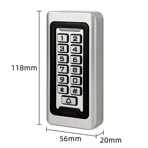 Built Tough RFID Access Control Keypad With Wiegand 26Bit, Standalone Door Entry Pad, Zinc Alloy, 118x56x20mm