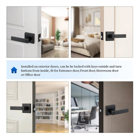 5 Pack Heavy Duty Door Lever Set Matte Black Finish Square Lever Handles For Right Or Left Handed Doors Passage And Dummy Non Locking Interior Levers Easy To Install And Keyless Ready No Fuss installed on various interior doors