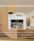 Intensive Wood Floor Cleaner Concentrated Raw Timber Prep Liquid Dilutable Wash Opens Wood Grain For Seamless Stain Adhesion Hardwood Refresh. 2.5L bottle on wooden surface.