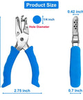 1/4 Inch Hole Puncher For Crafts with blue soft grip, showing dimensions and side view, ideal for home, office, and classroom use.