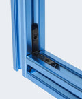 Bad Boy L Shape Inside Corner Brackets For T Slot And V Slot Aluminum Extrusion with Zinc Alloy, fitted in blue frame corner.