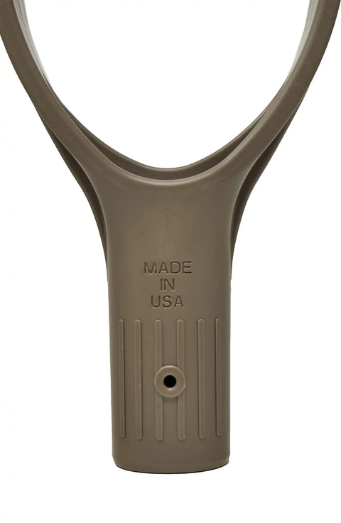 D Grip Replacement Handle For Shovels And Yard Tools, 1.26 Inch Inner Diameter Mount, Tan Polypropylene, Made In USA, Front View