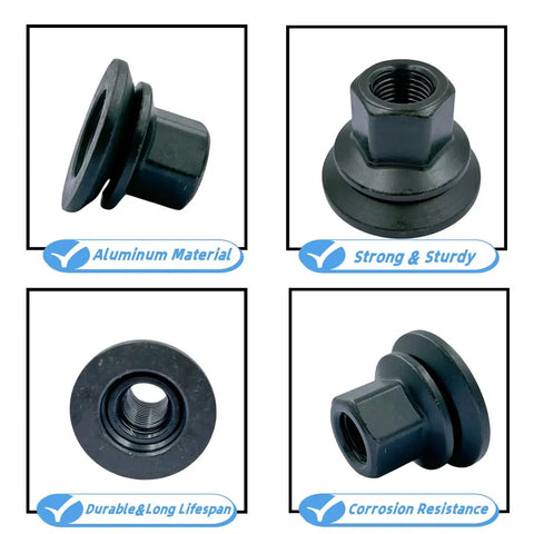 Premium Heavy Duty Wheel Lug Nuts For Dodge Ram 3500 4000 4500 5500 2012 To 2022 Slick Black Finish from different angles.