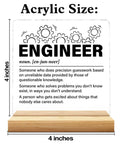 Engineer Gifts For Women And Men Nerdy But Nice Clear Acrylic Desk Sign Decor For Office Classroom Dorm Perfect For Engineering Student Appreciation Birthday Graduation Or Retirement Gift Idea, 4x4 inches with wood stand
