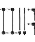 Eight-piece black front lower control arm suspension kit with ball joints and tie rod ends for Chevy Cobalt, HHR, and Pontiac G5
