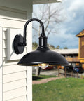 Gooseneck Barn Light Outdoor Fixture With Dusk To Dawn Sensor Black Retro Exterior Porch Garage Light For Patio And Yard Weatherproof Exterior Lighting